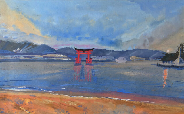 Painting depicting the ocean in Japan